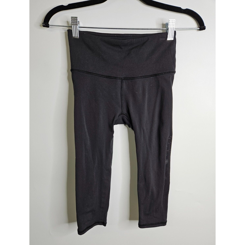 Lululemon Leggings Reveal Crop 15" Yoga Vent Seamless Women's XS Black